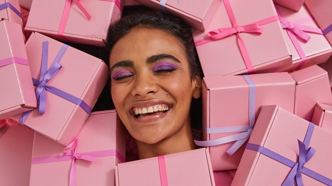Man surrounded with confetti